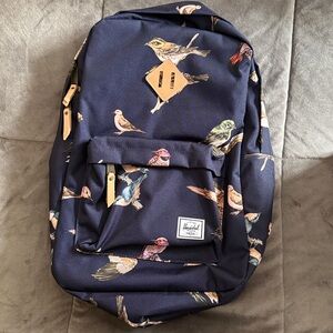 Herschel Heritage Bird Print Navy Blue Backpack
